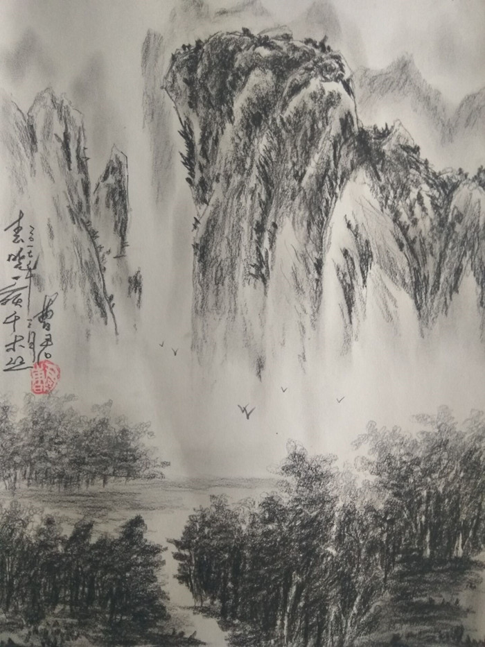 曹振君山水画《春晓》